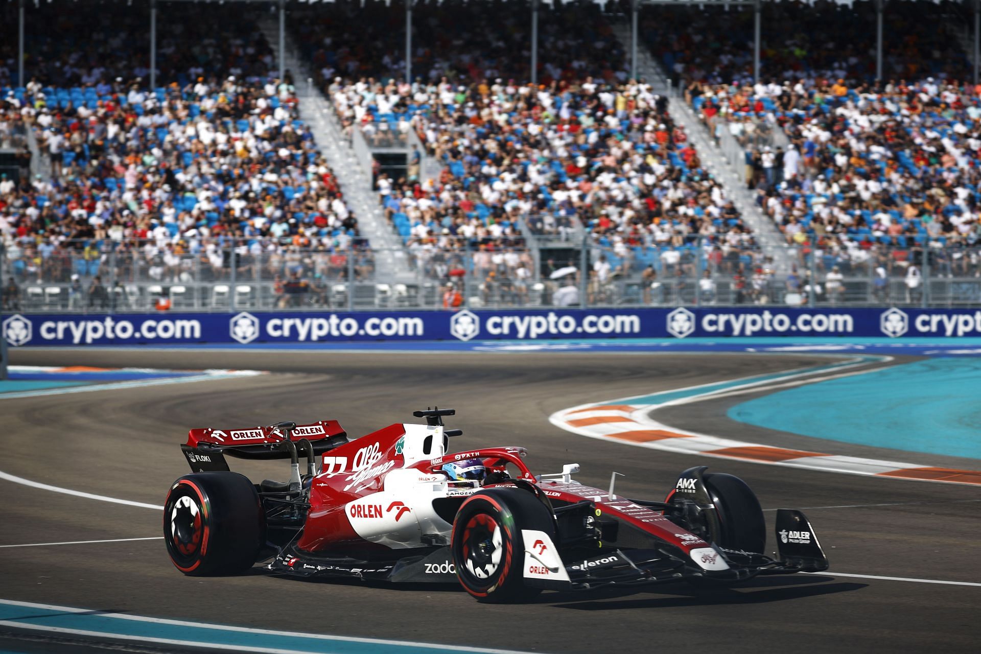 Alfa Romeo driver Valtteri Bottas in action during the 2022 F1 Miami GP (Photo by Chris Graythen/Getty Images)