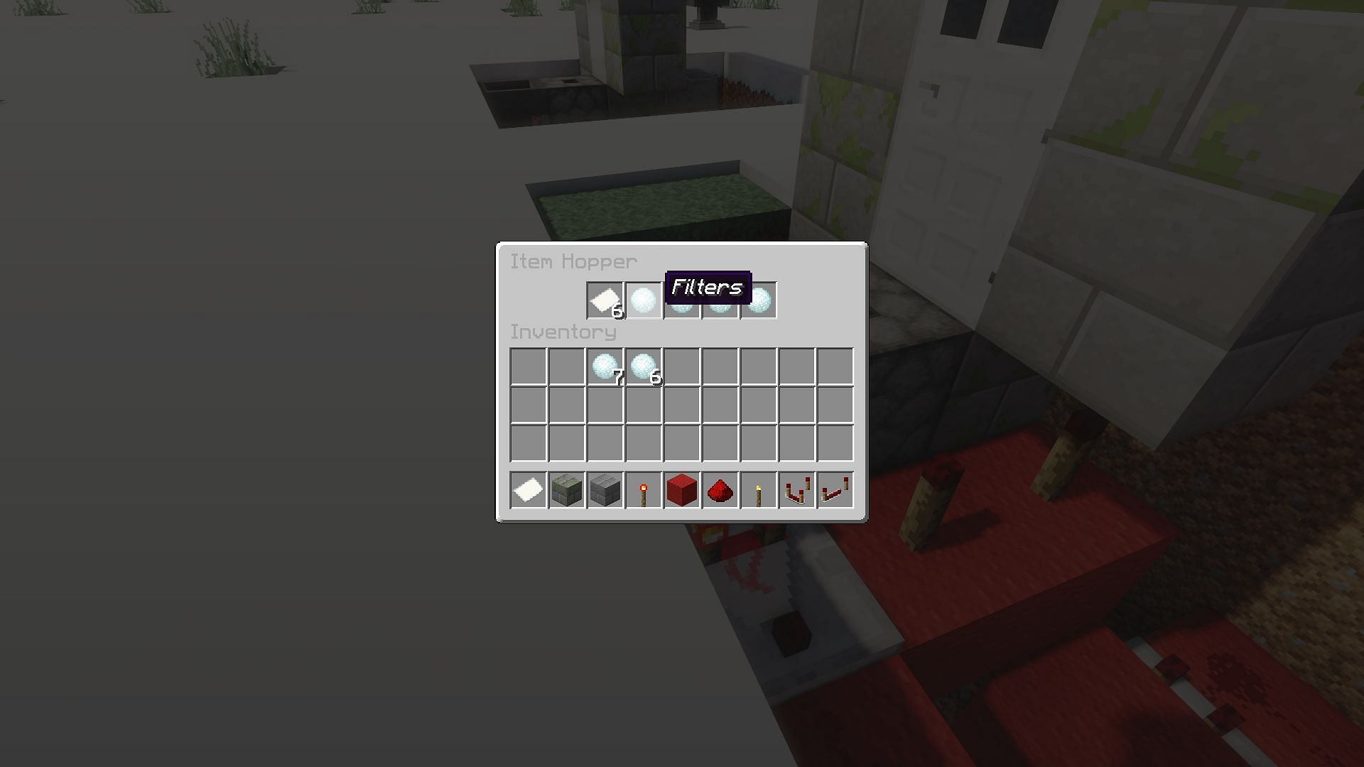 The snowball filter items (Image via Minecraft)