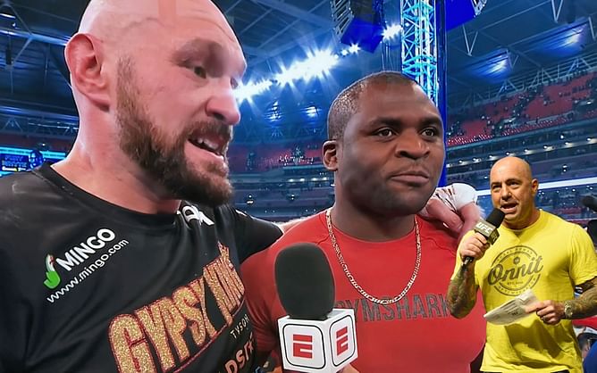 Joe Rogan loves the idea of a Tyson Fury vs. Francis Ngannou hybrid-rules fight - "You can't f*** around with little gloves"