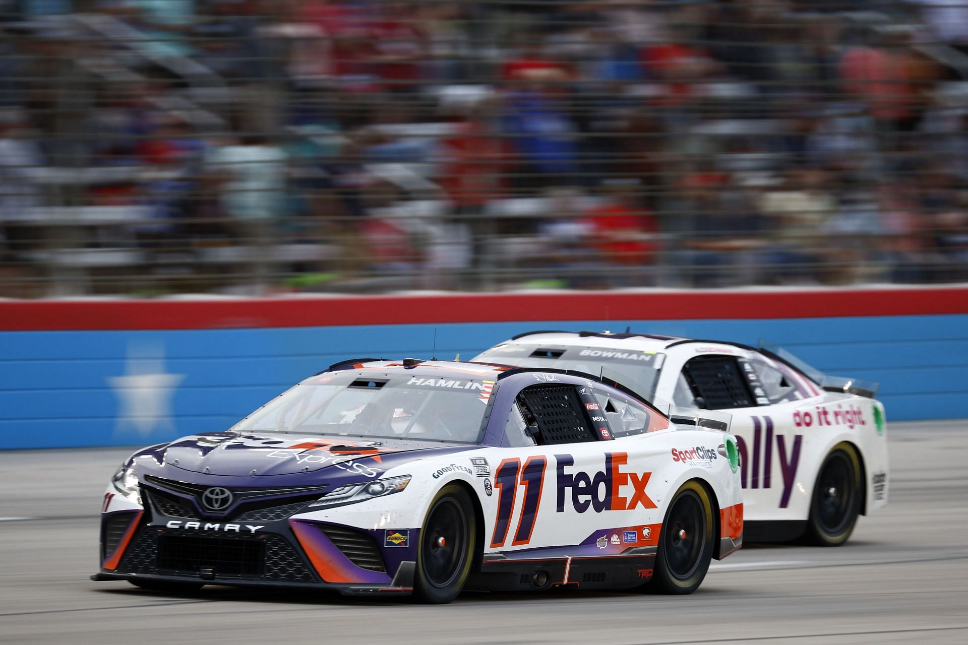 Denny Hamlin drives during the 2022 NASCAR Cup Series All-Star Race at Texas Motor Speedway in Fort Worth, Texas. (Photo by Jared C. Tilton/Getty Images)