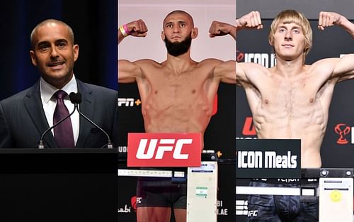 Jon Anik (left), Khamzat Chimaev (center), and Paddy Pimblett (right) [Images courtesy of Getty]