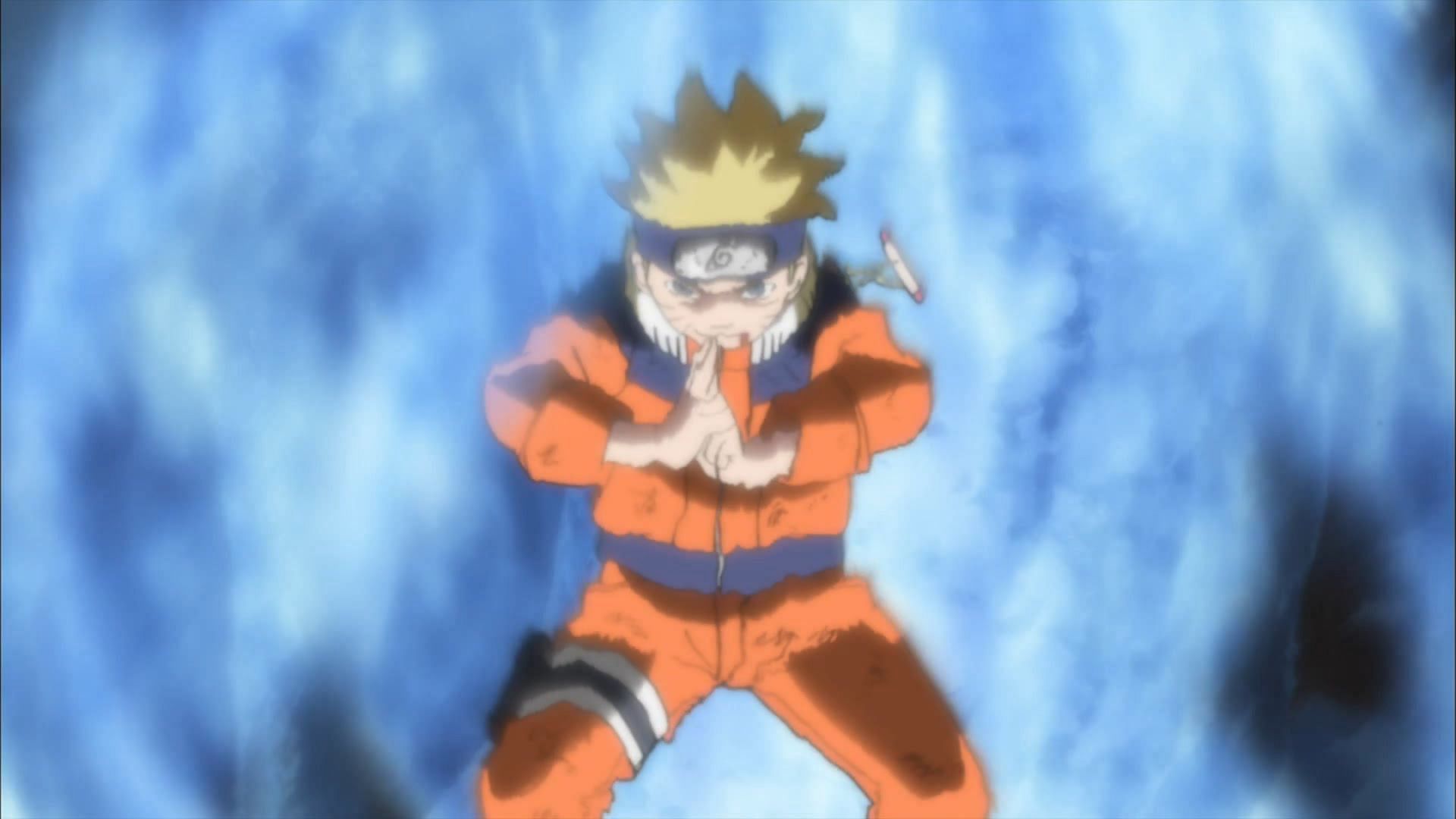 Naruto concentrating chakra in order to execute a jutsu (Image via Pierrot)