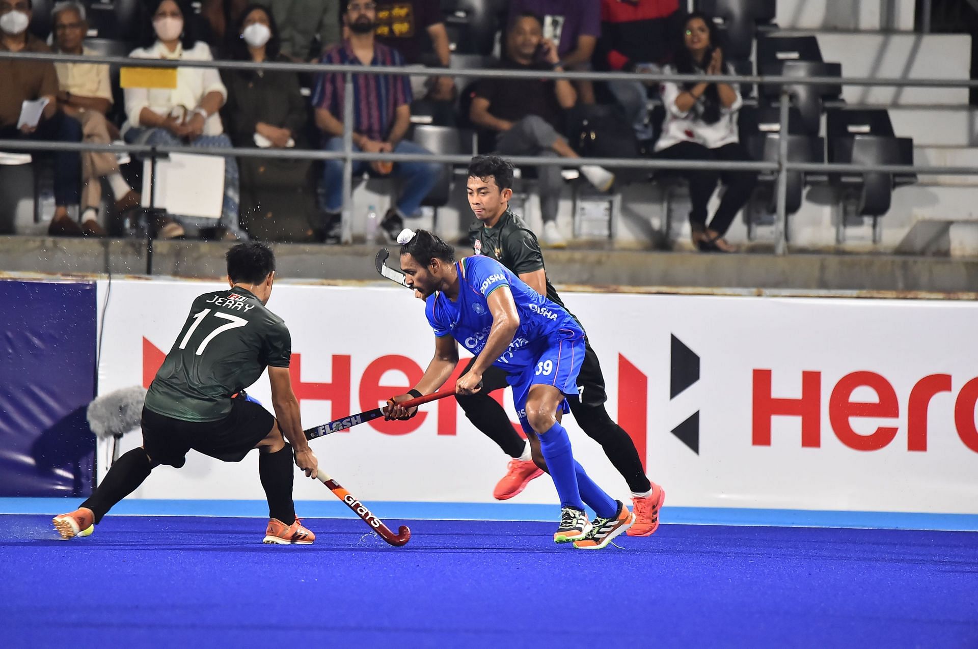 Action during the India vs Indonesia match at the Asia Cup. (PC: Hockey India)