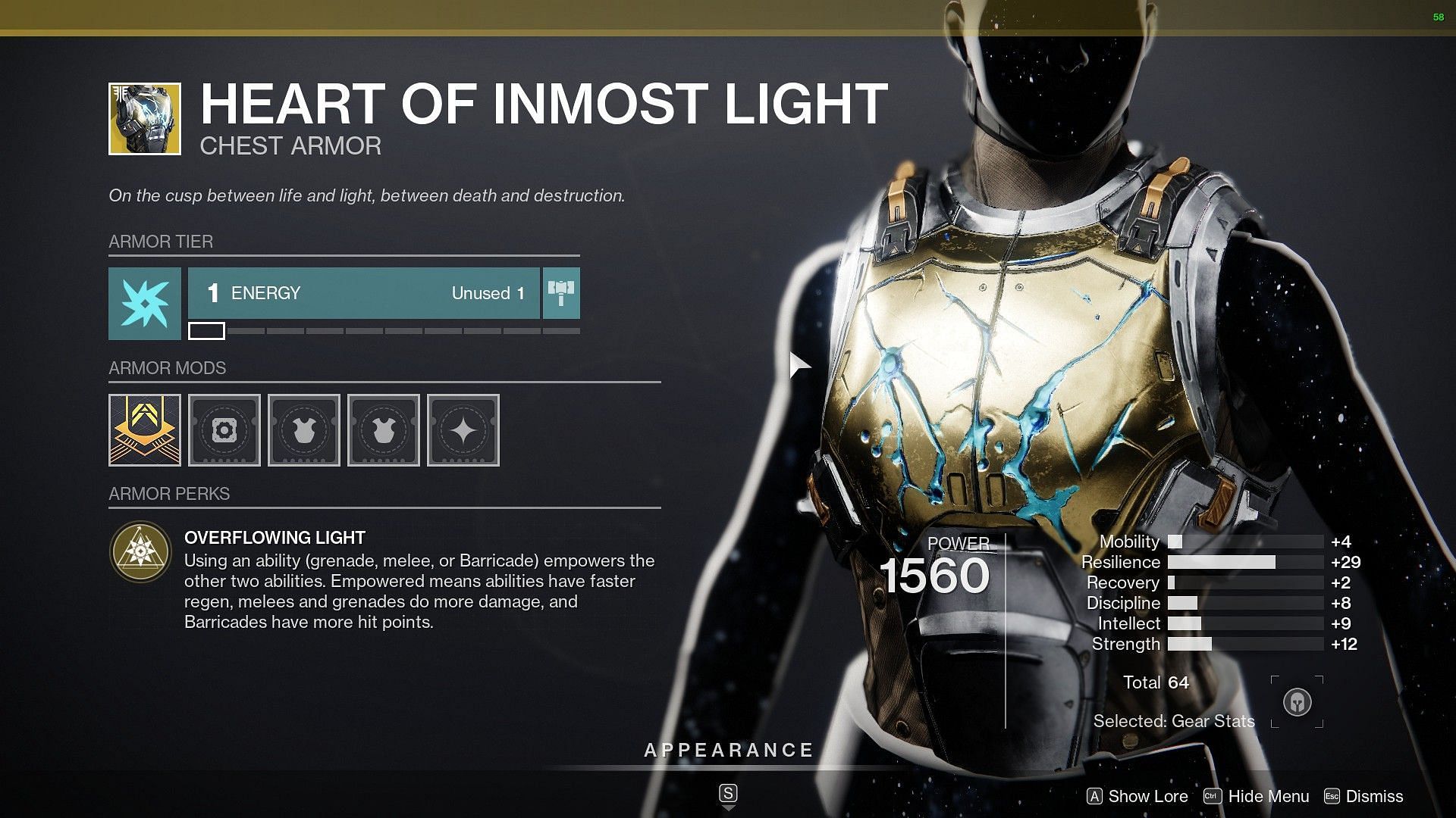 The Heart of Inmost Light chest piece this week (Image via Destiny 2)