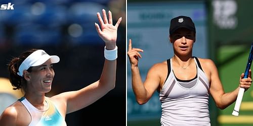 Garbine Muguruza (L) and Yulia Putintseva.