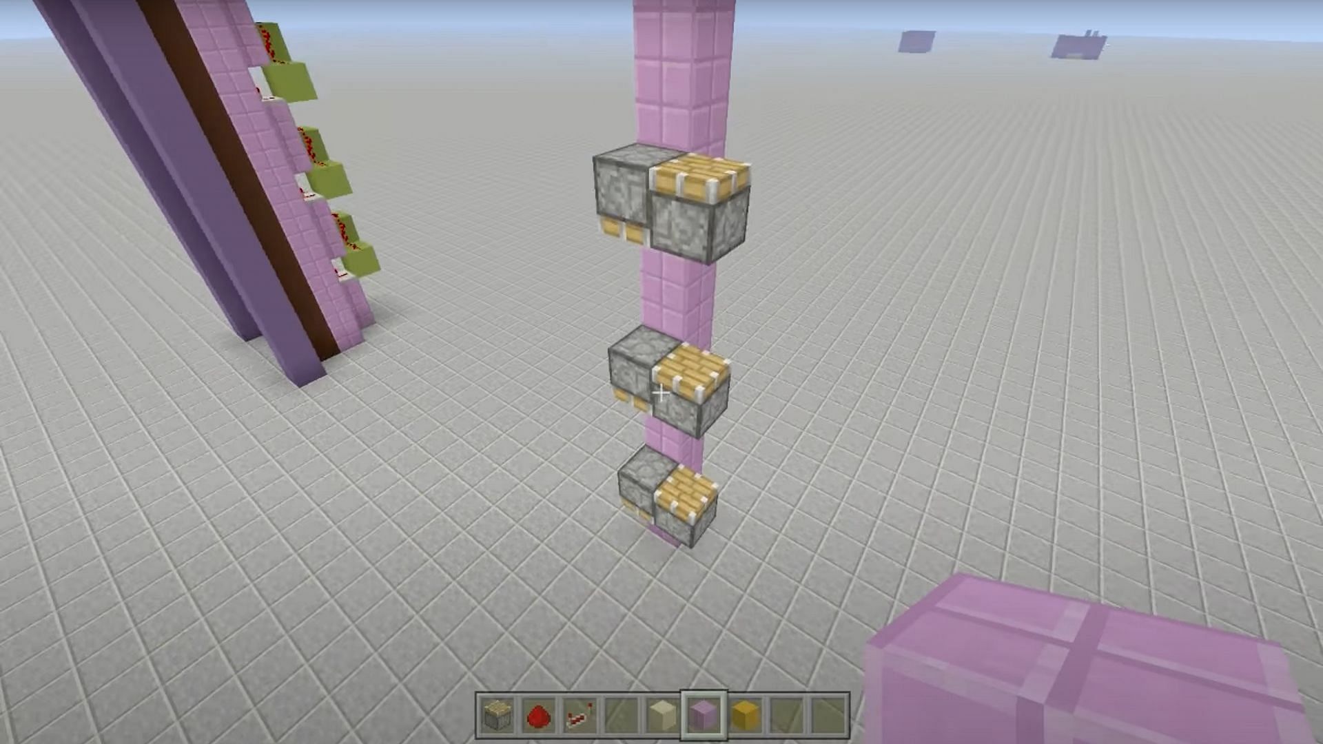 Place pistons facing upwards on the downward facing pistons (Image via Fed X Gaming/YouTube)