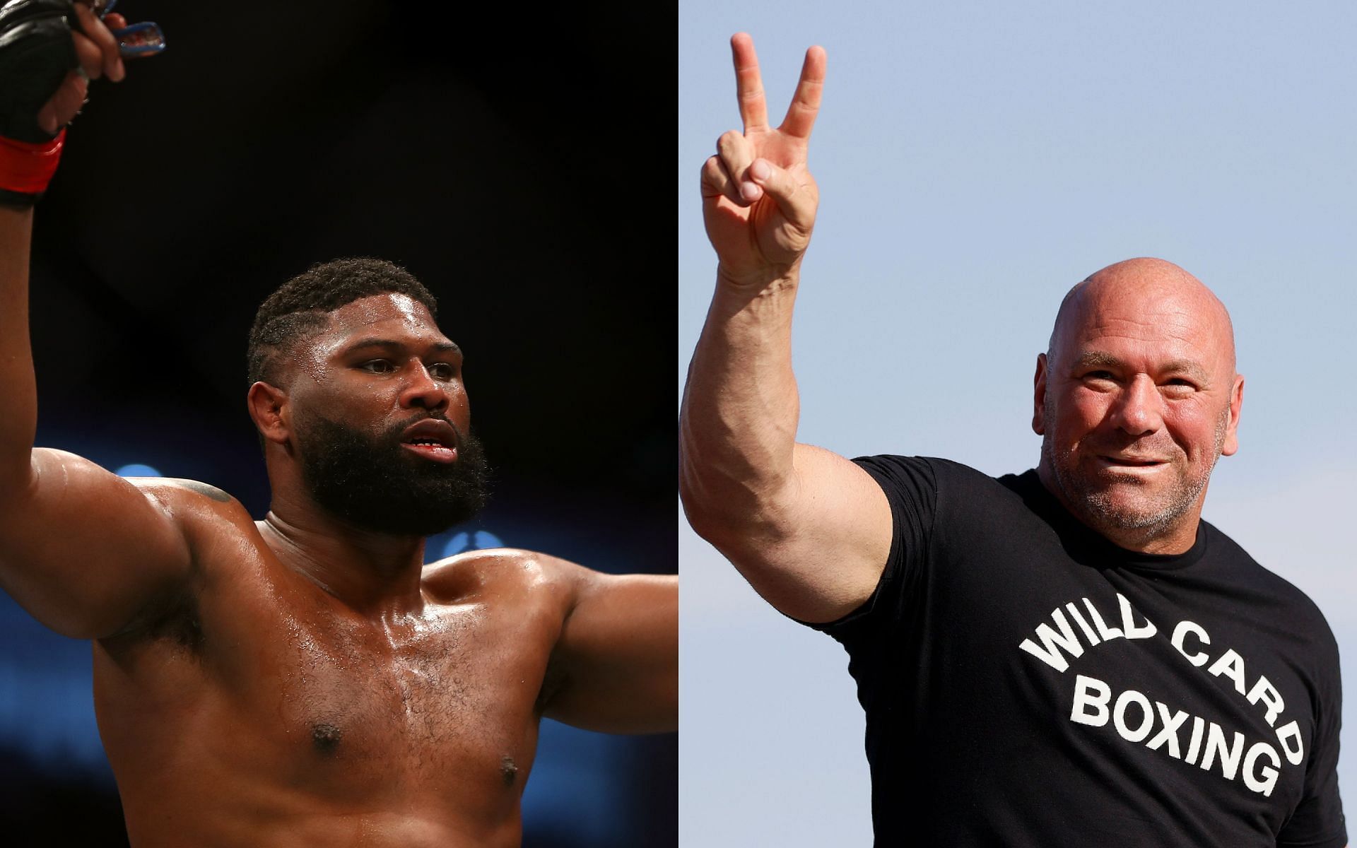 Curtis Blaydes (left) and Dana White (right) (Images via Getty)