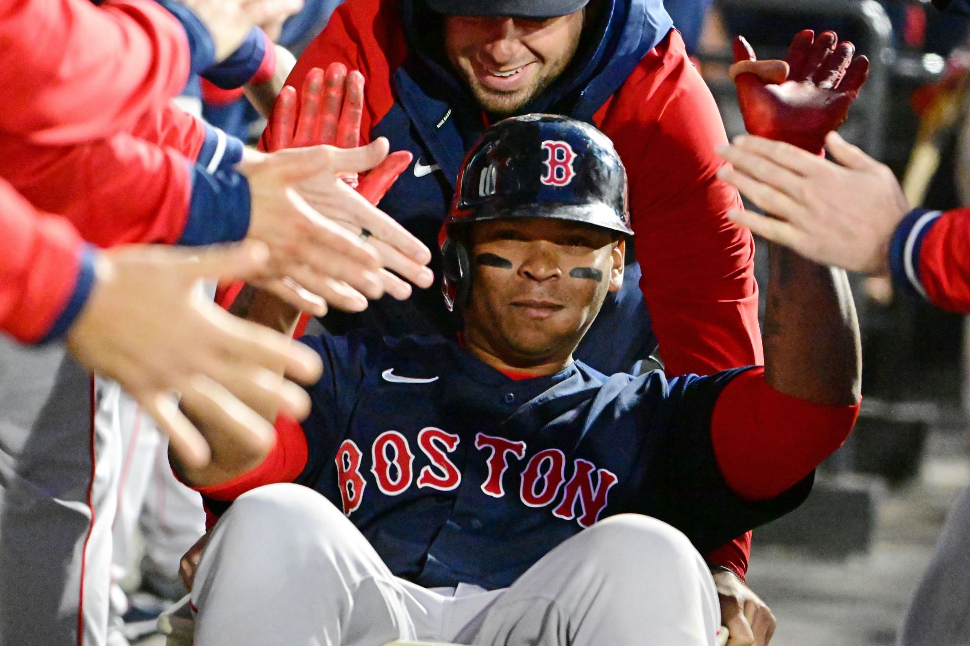 Boston Red Sox third baseman Rafael Devers has a .406 batting average over the past 15 games, helping the Red Sox slowly but surely climb the AL East standings