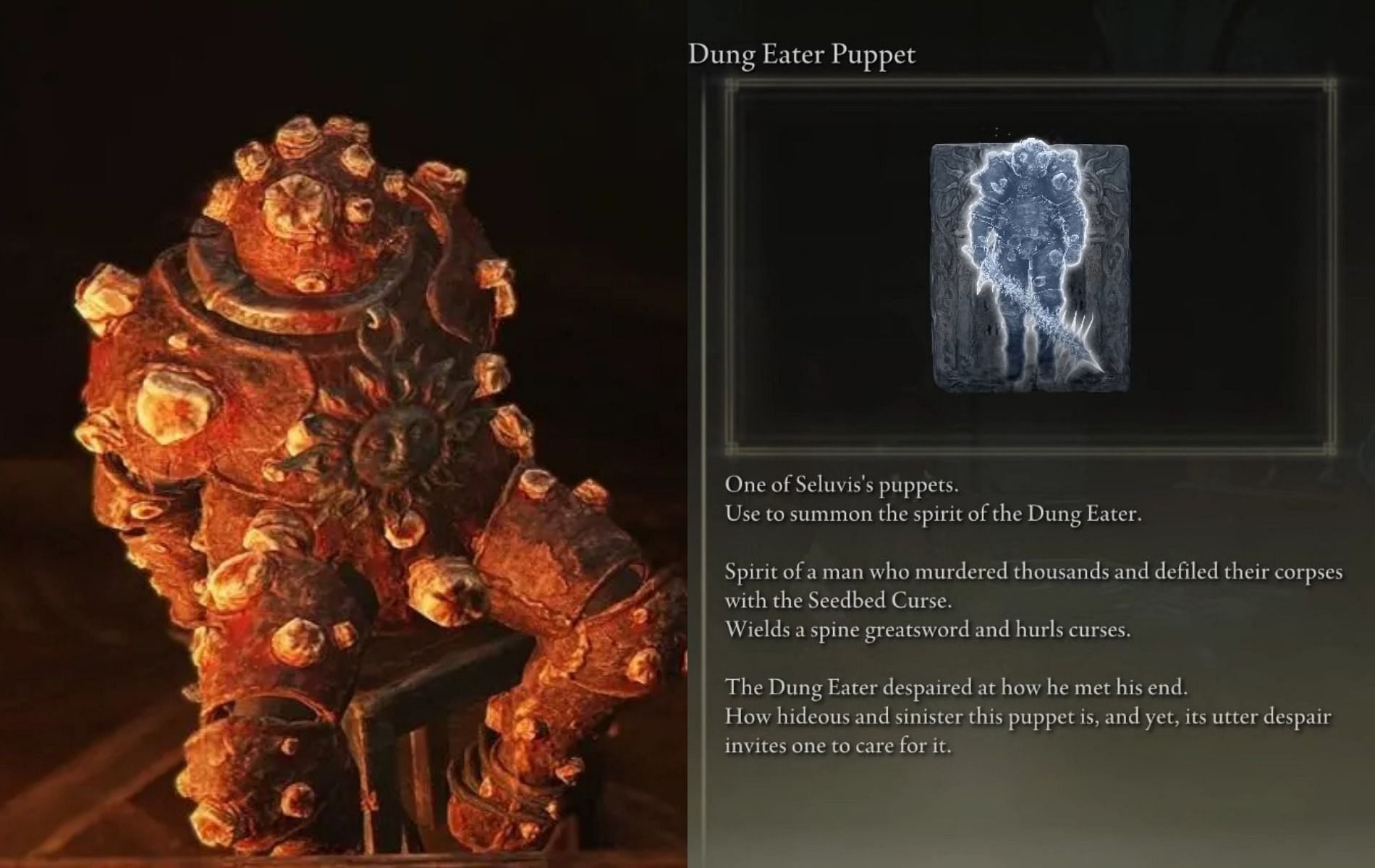 Obtaining the Dung Eater&rsquo;s Spirit Ash Summon in Elden Ring (Images via Elden Ring)