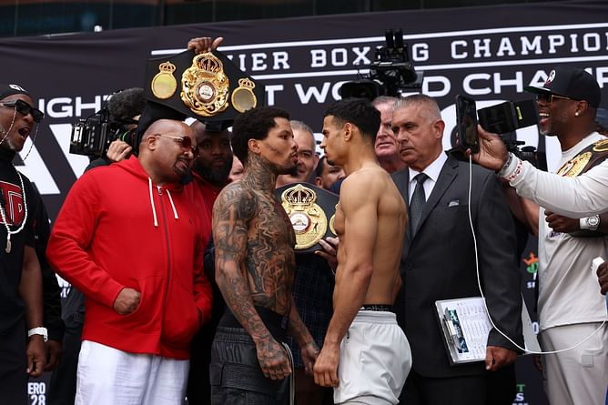 Watch: Gervonta Davis pushes Rolly Romero off the stage during weigh-ins