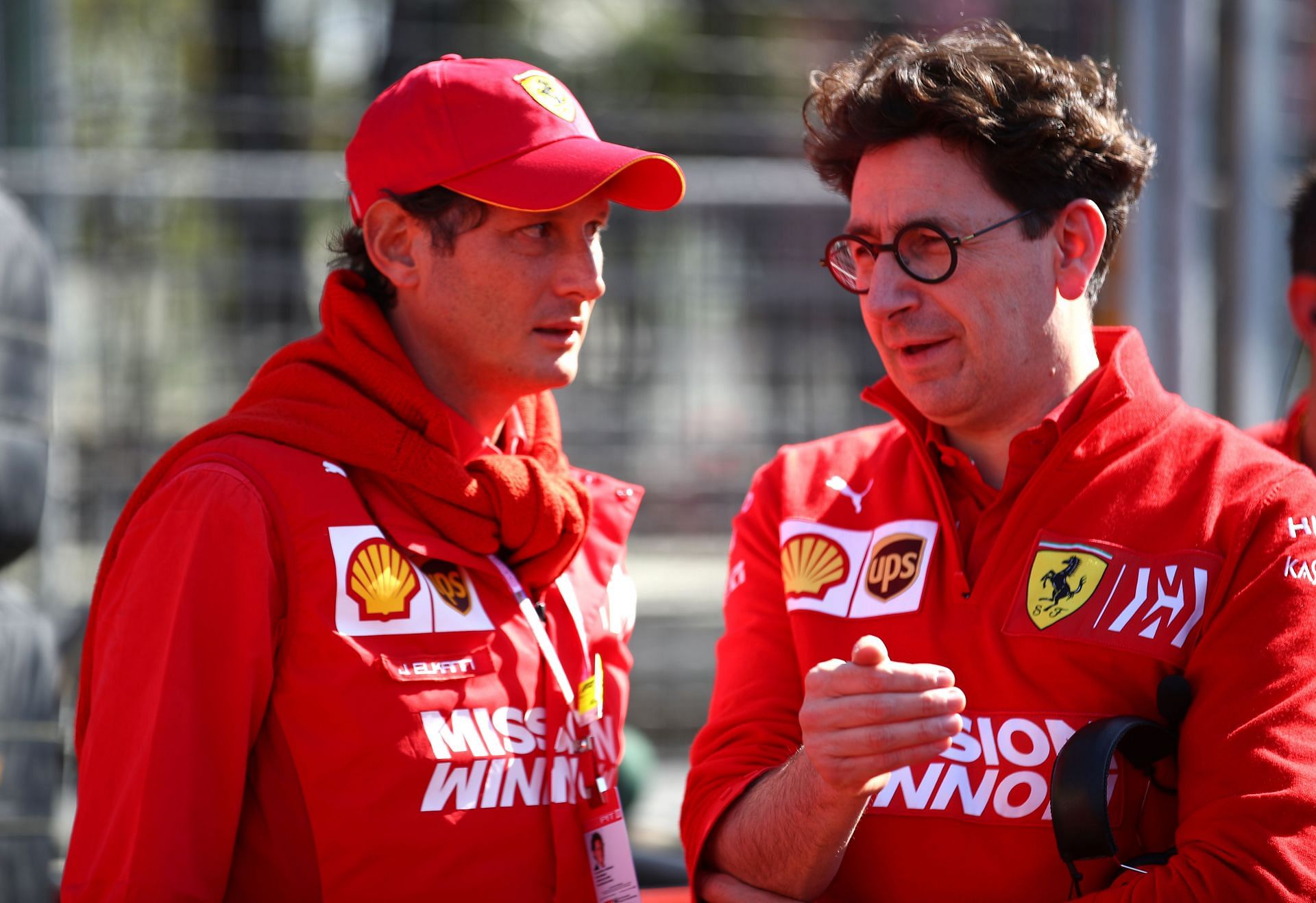 John Elkann [left] and Mattia Binotto [right] F1 Grand Prix of Azerbaijan