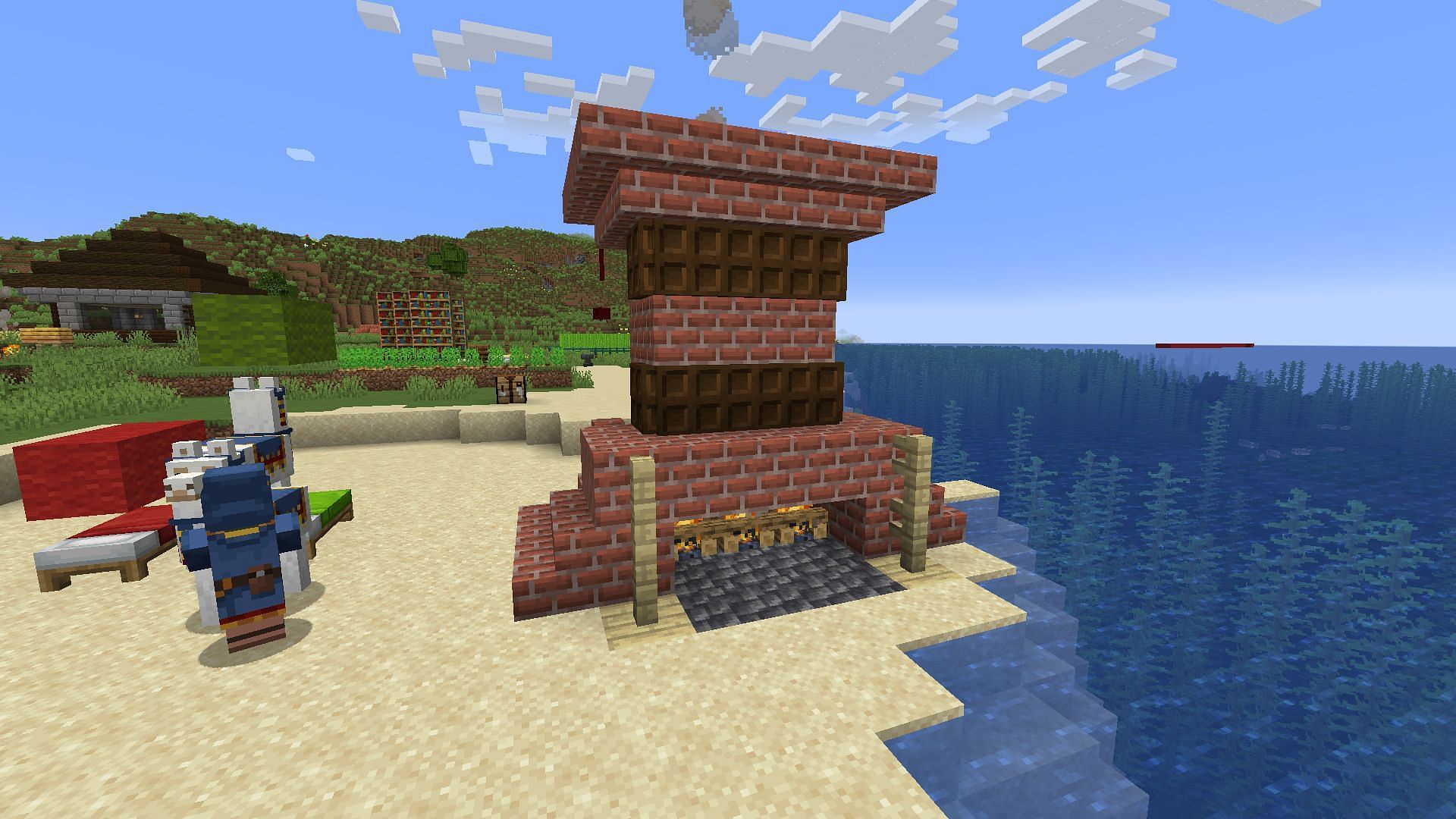 An example of a chimney made with a campfire (Image via Minecraft)
