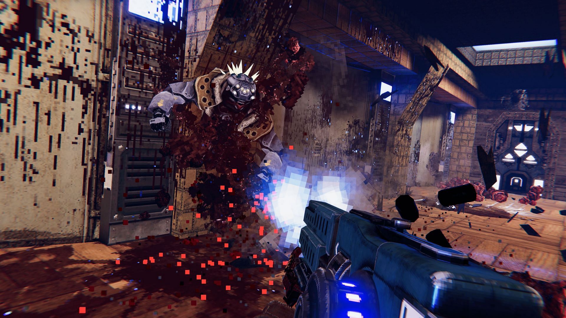 One of the enemies getting mutilated by player guns (Image via Trigger Happy Interactive)
