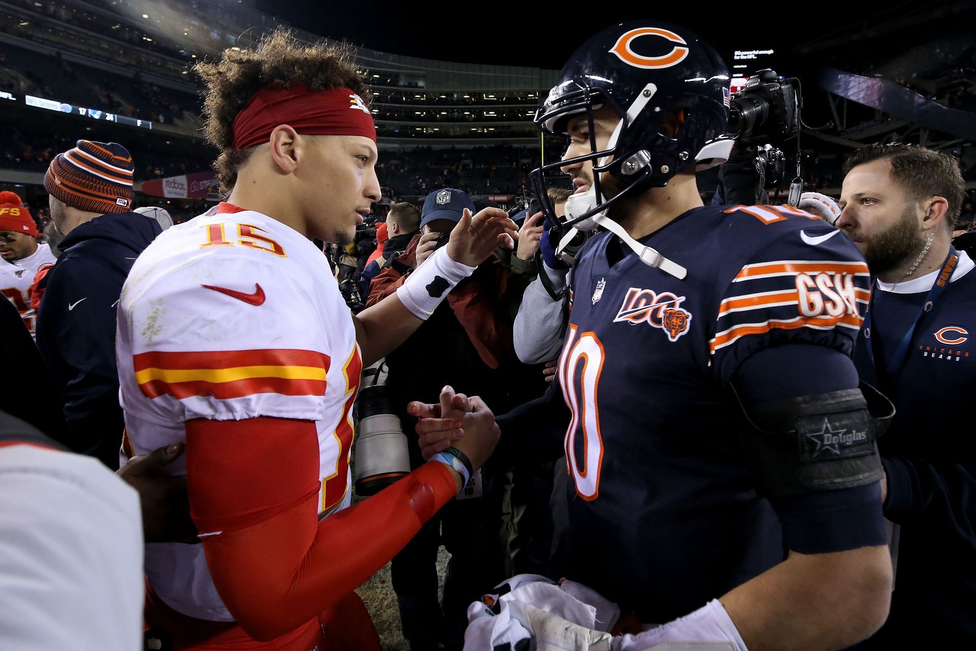 Quarterbacks Patrick Mahomes and Mitchell Trubisky