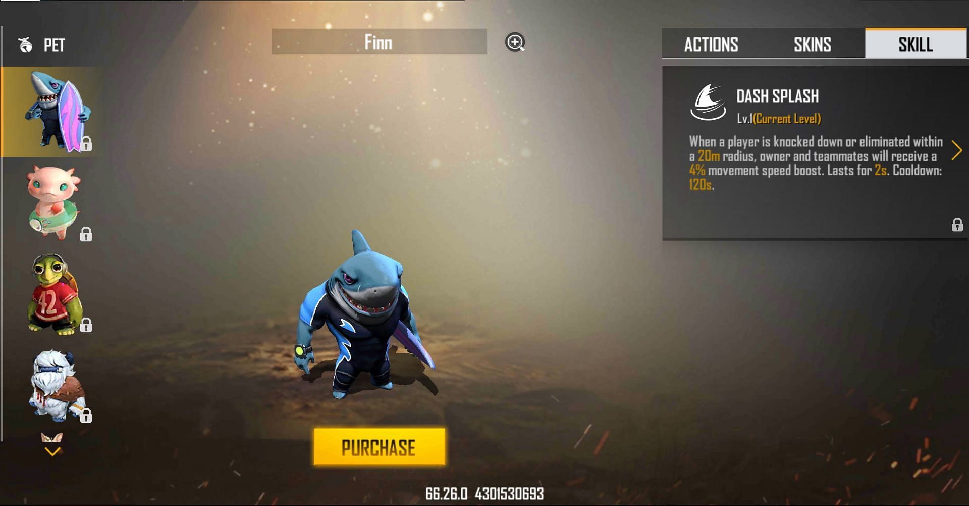 Finn pet in the Advance Server (Image via Garena)