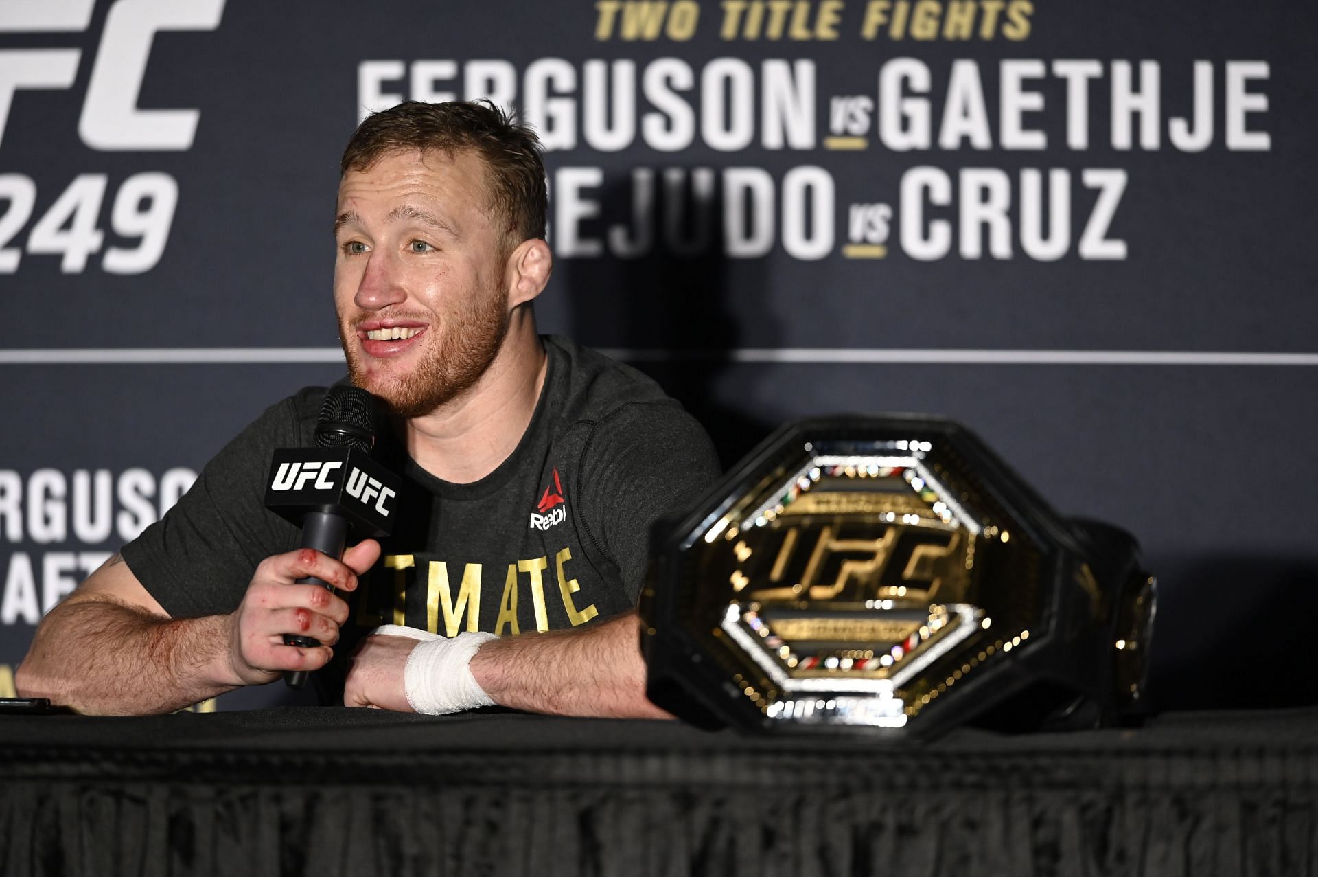 Justin Gaethje after his win against Tony Ferguson at UFC 249 [Image courtesy of Getty]