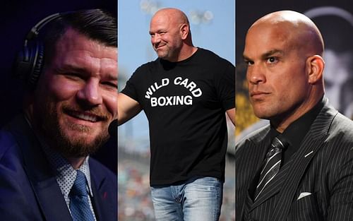 Michael Bisping (left), Dana White (center), and Tito Ortiz (right)