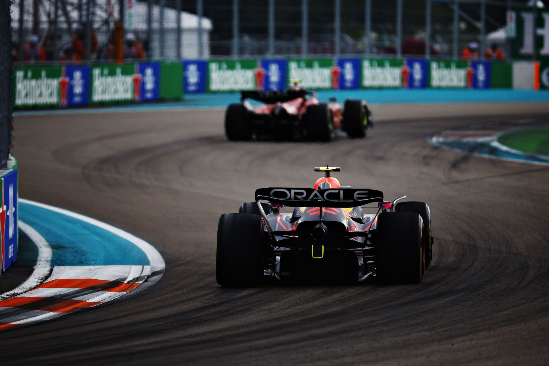 Red Bull chasing Ferrari at 2022 F1 Grand Prix of Miami