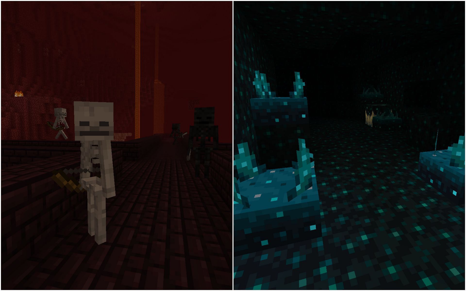 Veranderingen in blokken en mobs in Nether (Afbeelding via Minecraft)