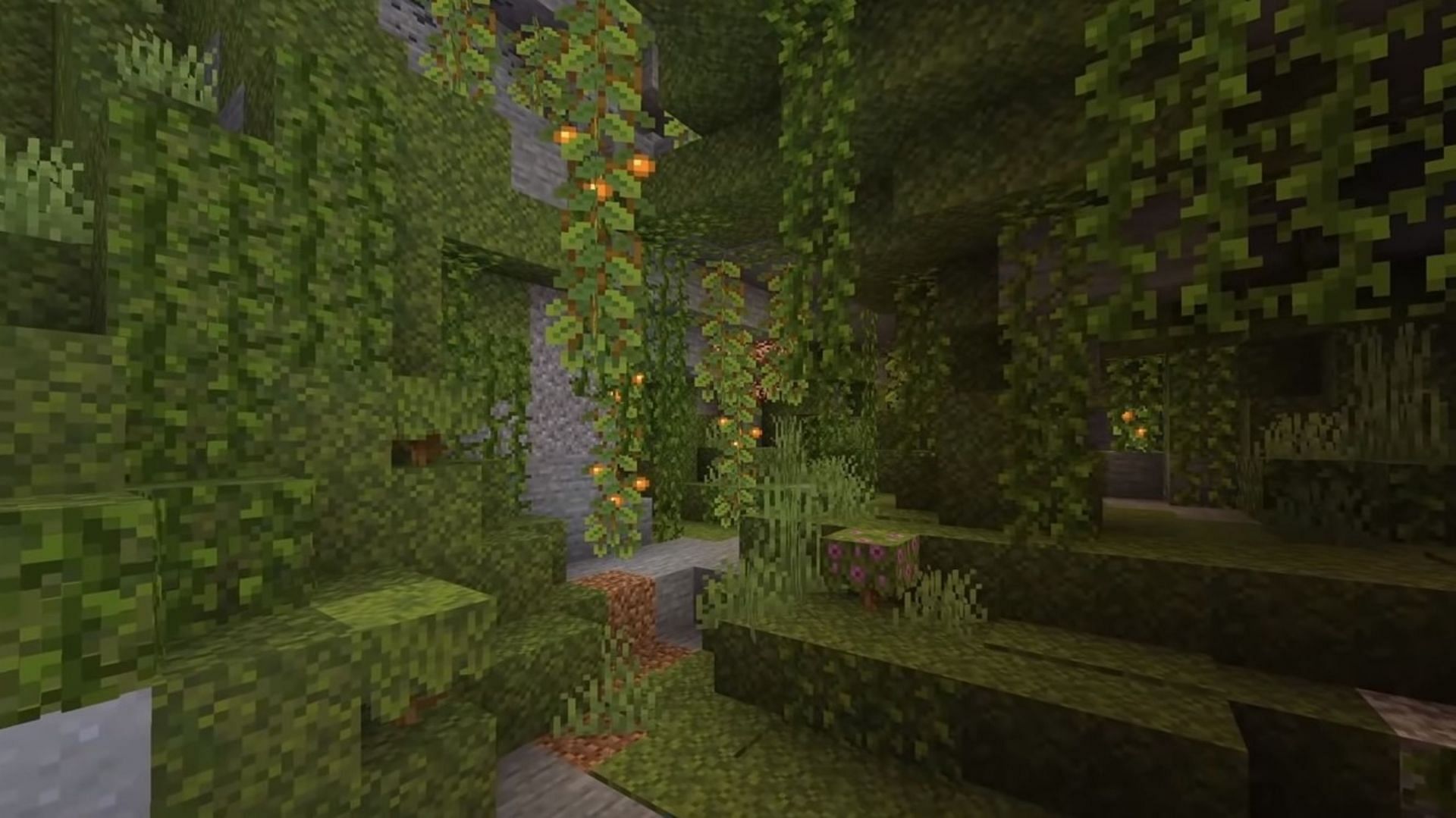 A lush cave system in Minecraft (Image via Mojang)