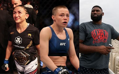 Carla Esparza (left); Rose Namajunas (center); Curtis Blaydes (right)