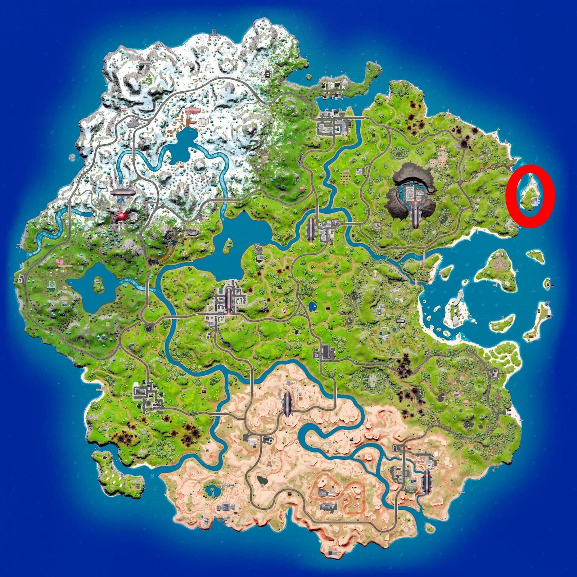 Cuddle Cruisers is circled in red on the map (Image via Epic Games)