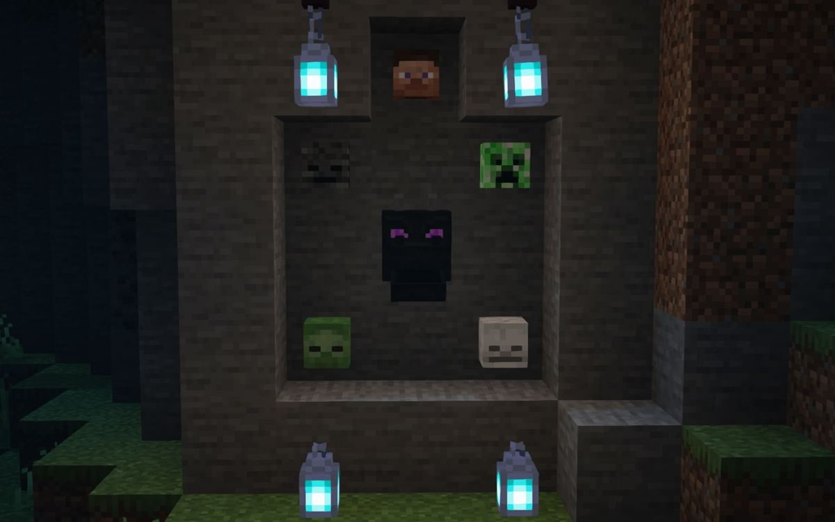 All types of head blocks in Minecraft