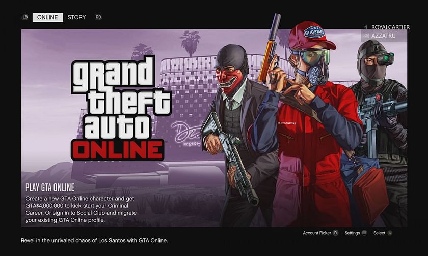 The GTA Online profile associated with the Rockstar Games Social