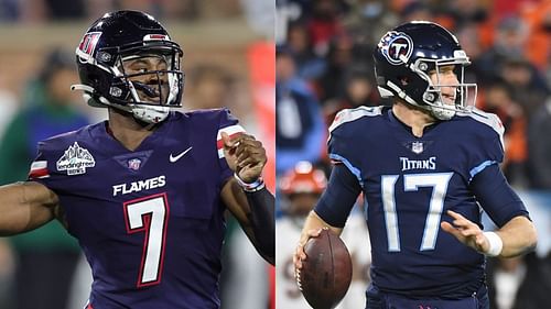 Tennessee Titans quarterbacks - Malik Willis and Ryan Tannehill