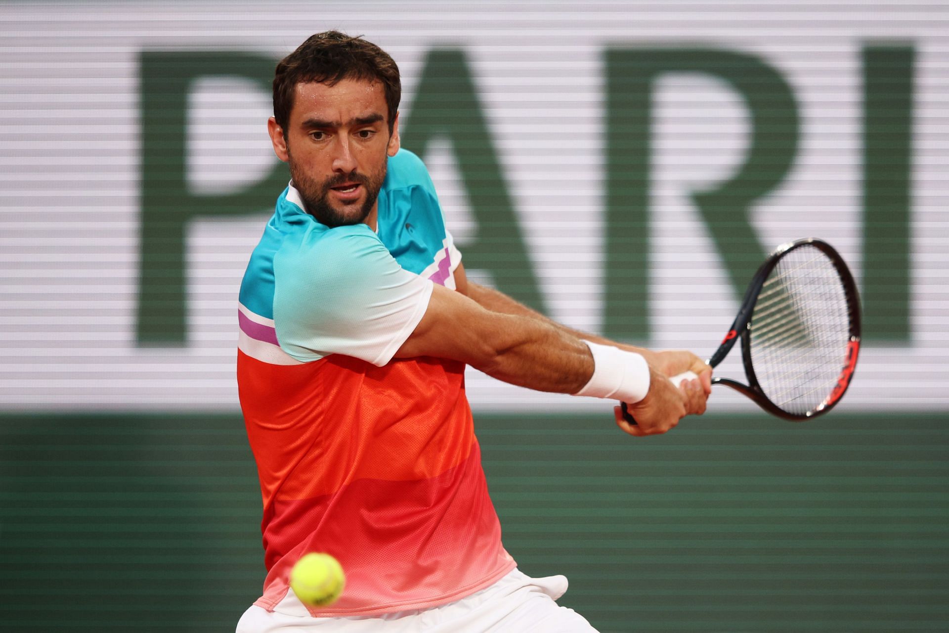 Marin Cilic in action at the 2022 French Open