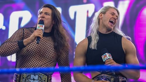 Pretty Deadly addressing NXT 2.0 fans at a televised event