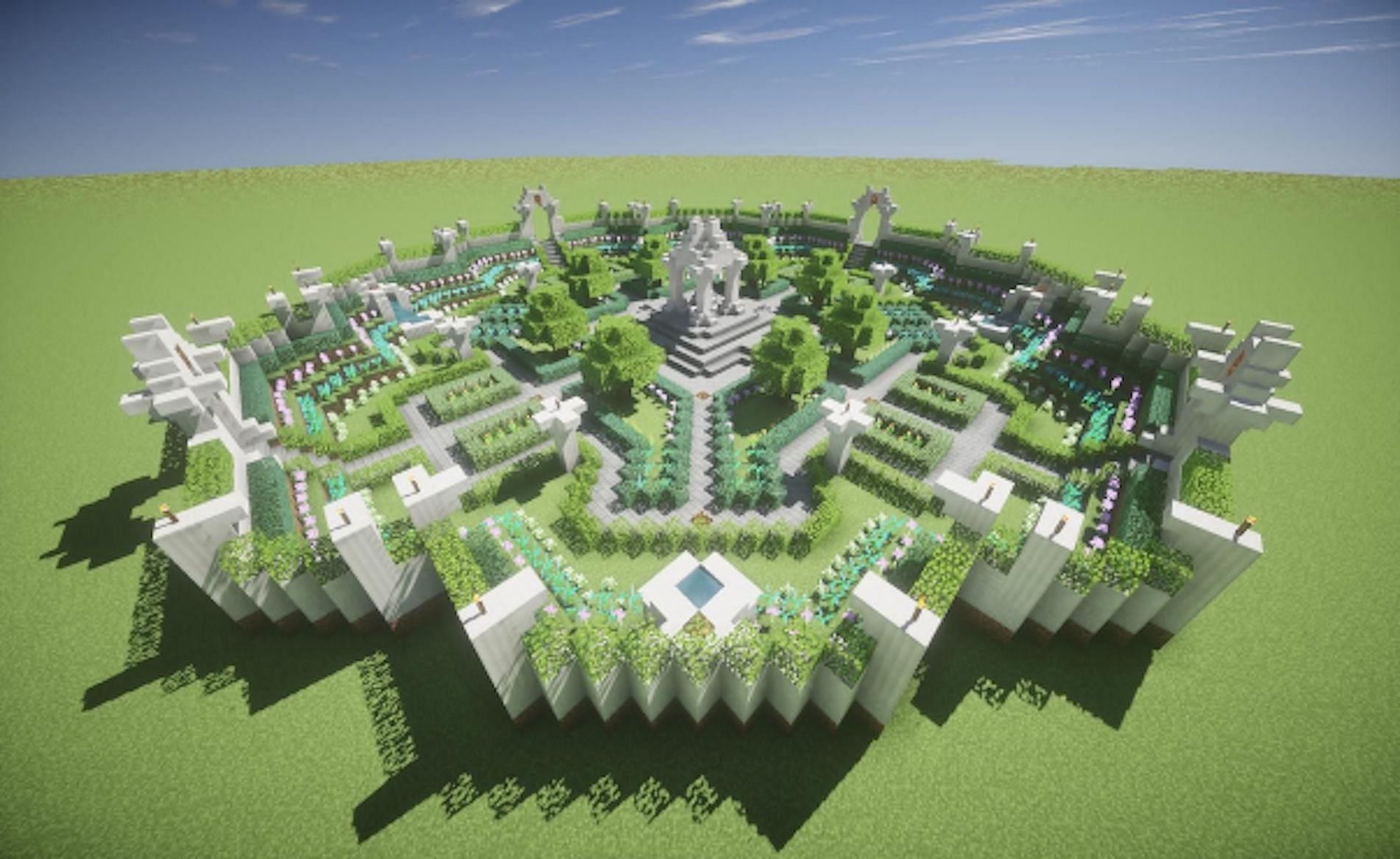 Hedge maze garden (Image via Minecraft)