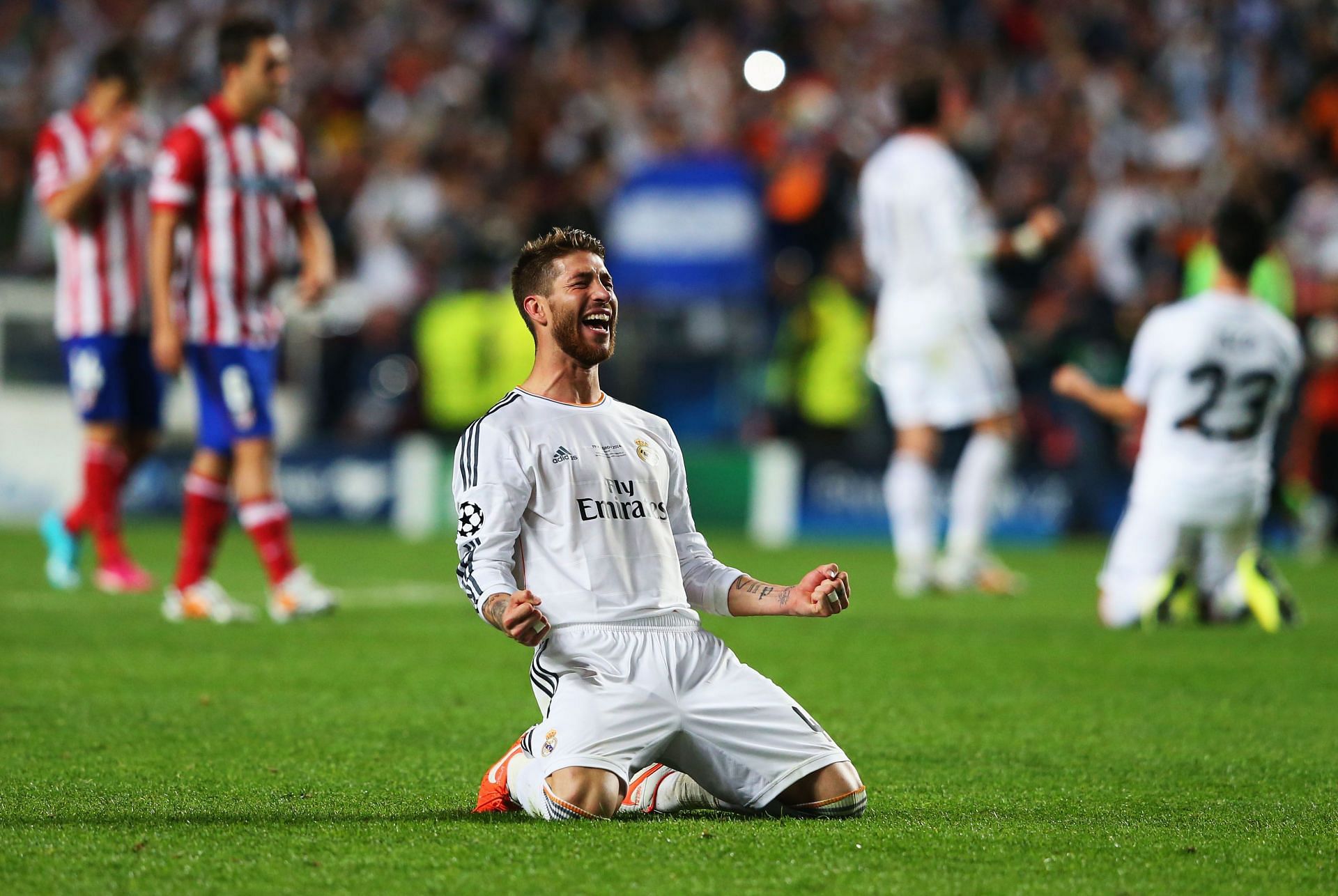 Real Madrid v Atletico de Madrid -Ramos celebrates