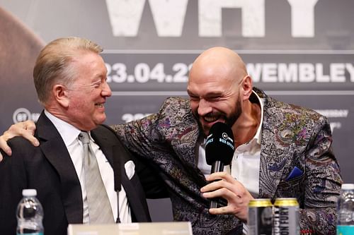 Frank Warren with Tyson Fury at Press Conference