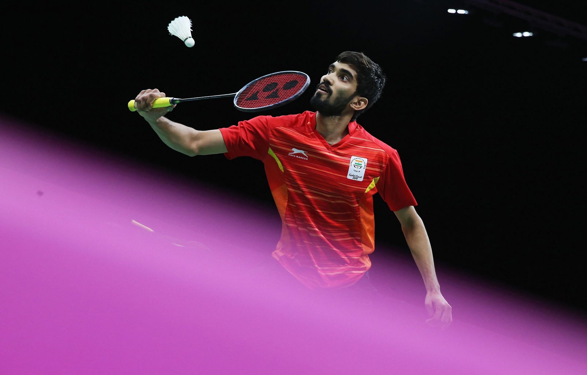 Srikanth in action at the Commonwealth Games