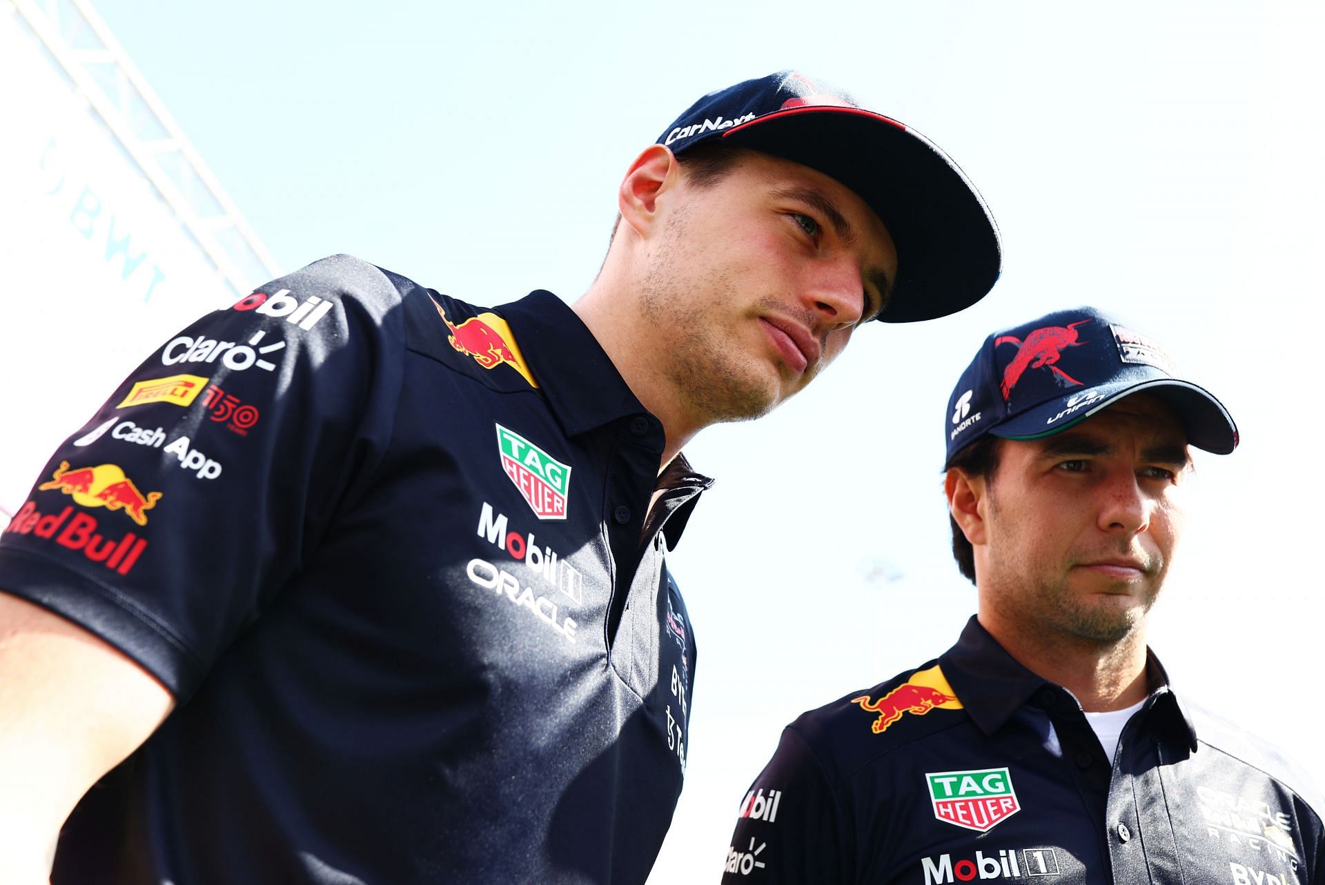 Sergio Perez (right) had to let Max Verstappen (left) through in the Spanish GP