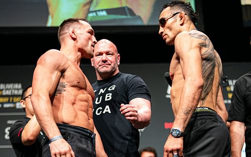 (L-R) Michael Chandler, Dana White, and Tony Ferguson [Image Courtesy: @ufc on Twitter]