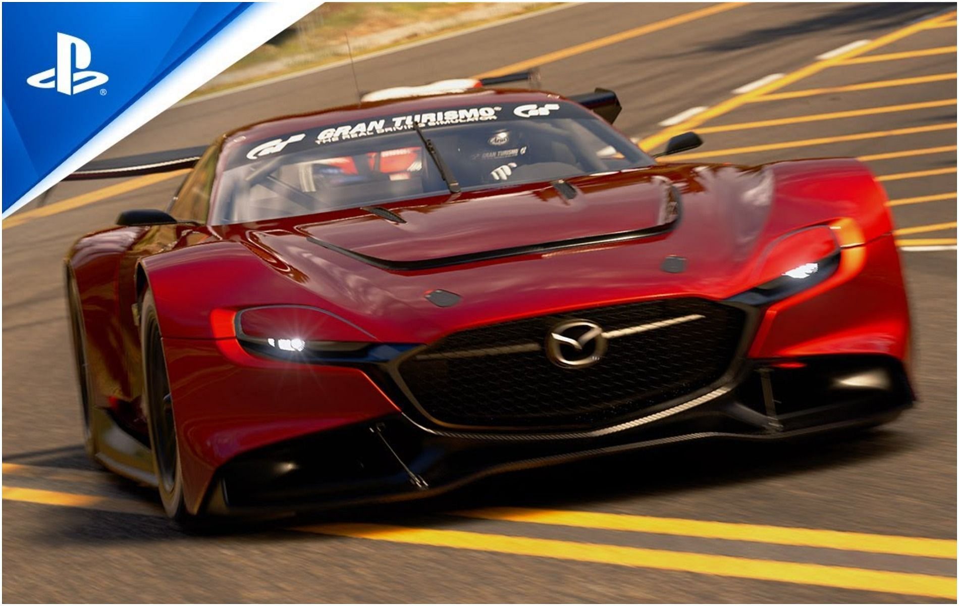 A Mazda RX-Vision on the track in Gran Turismo 7 (Image via Sony)