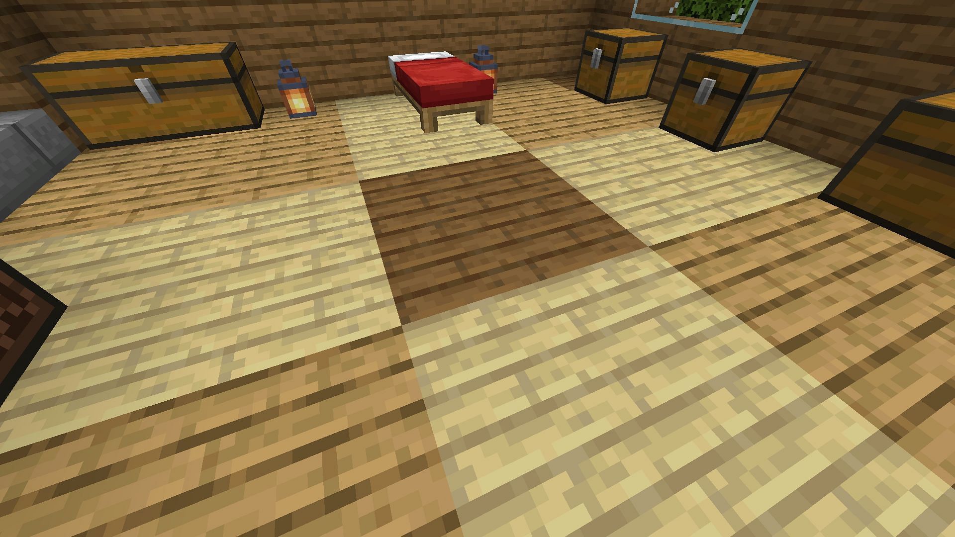 Different types of wood used for interior flooring (Image via Minecraft)
