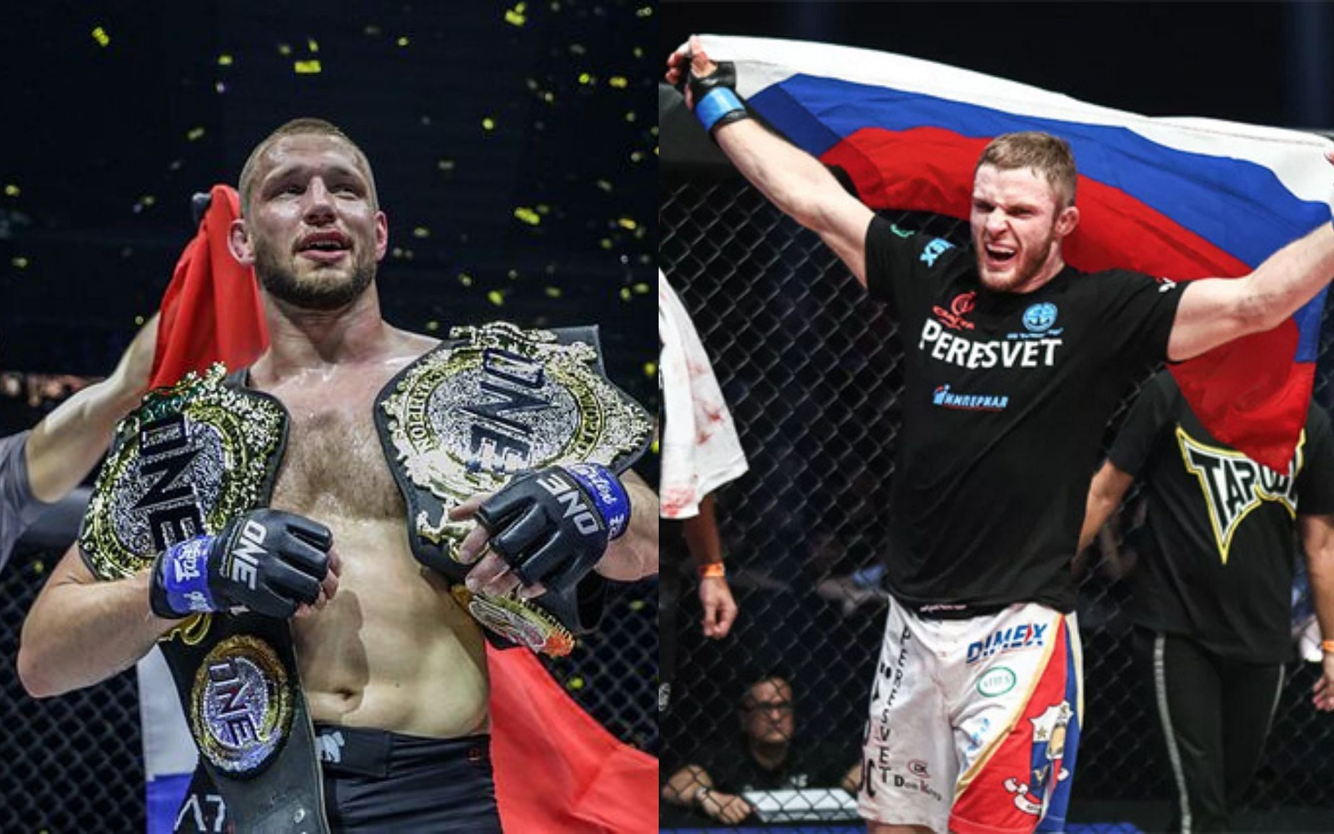 (left) Reinier &quot;The Dutch Knight&quot; De Ridder and (right) Vitaly Bigdash [Credit: ONE Championship]