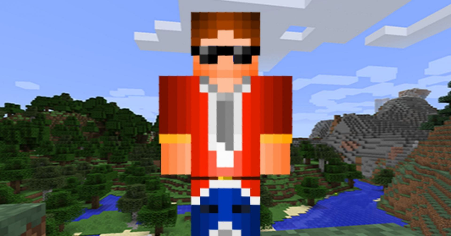 The iconic red and gold Ferrari colors adorn this skin&#039;s jacket (Image via EnderGaming23/The Skindex)