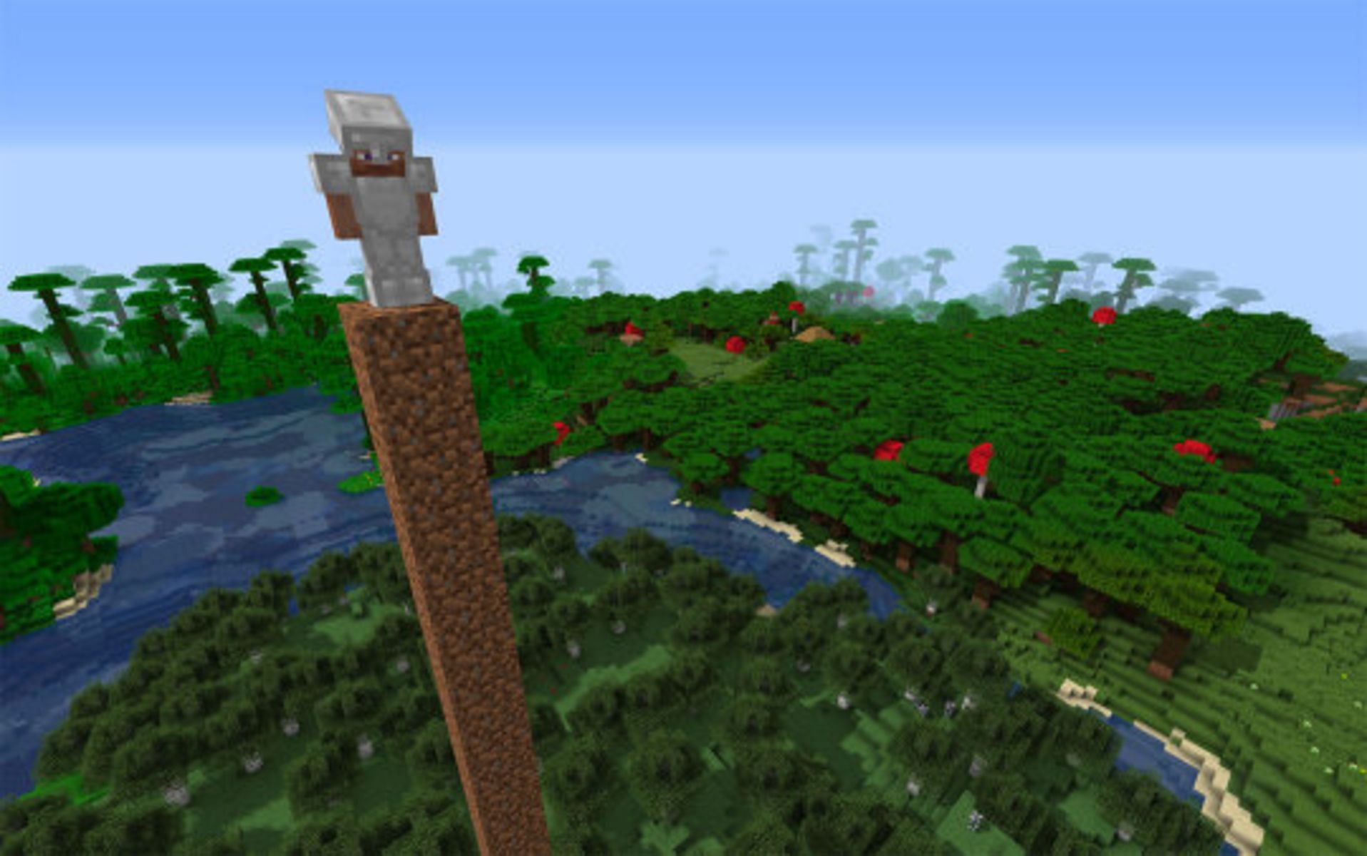 Players can avoid danger by building straight up (Image via Mojang)