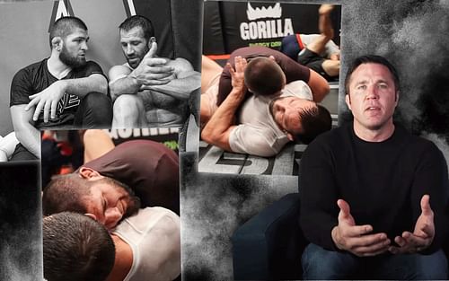 Khabib Nurmagomedov & Luke Rockhold (left and center), Chael Sonnen (right) [Images courtesy of Chael Sonnen on YouTube and @lukerockhold on Instagram]