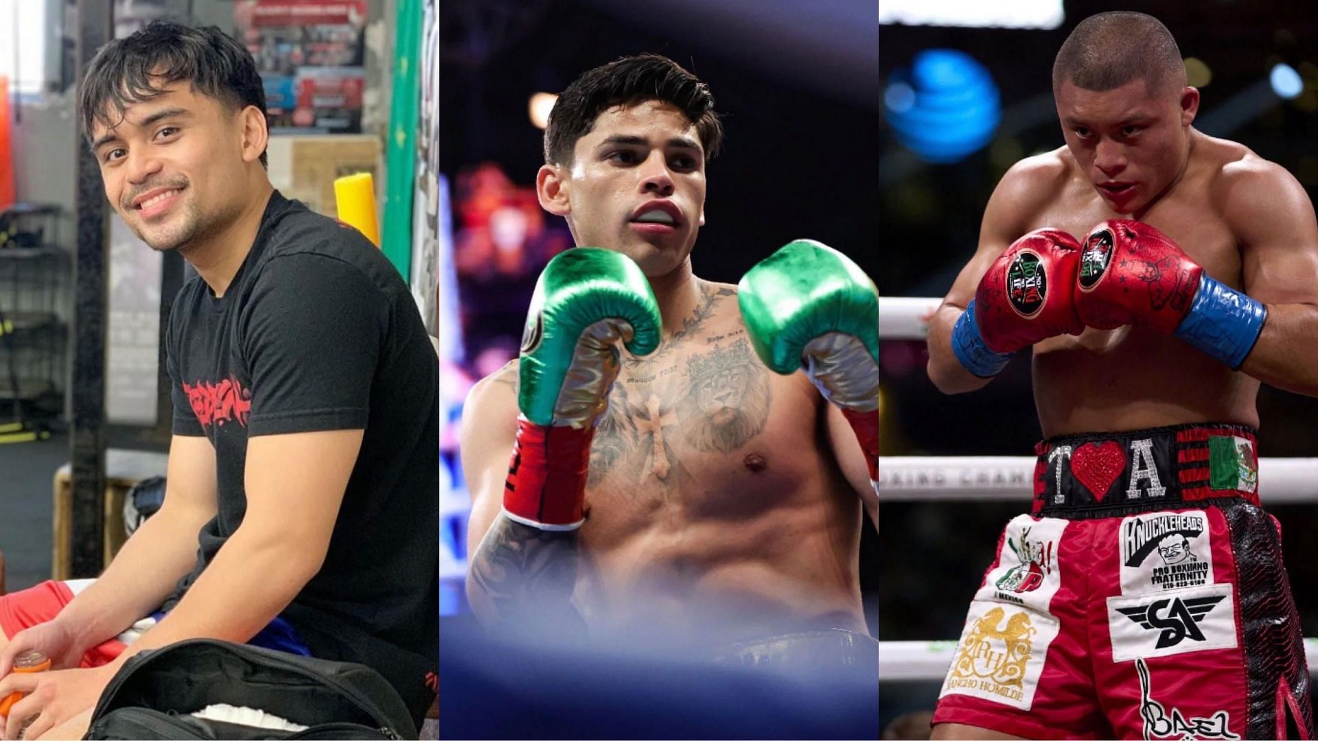 Emmanuel Pacquiao Jr. (left), Ryan Garcia (center), Isaac Cruz (right) [Images courtesy of Instagram and Getty]