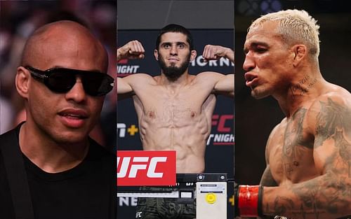 Ali Abdelaziz, Islam Makhachev, and Charles Oliveira (Left to Right)