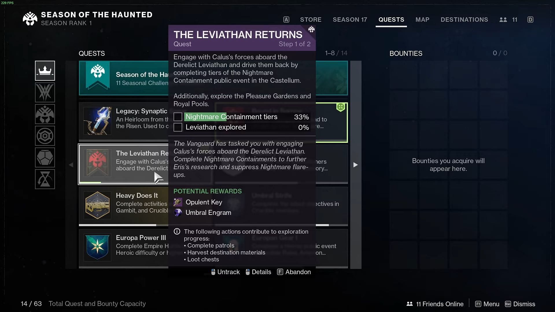 The Leviathan Returns questline for Season of the Haunted (Image via Destiny 2)