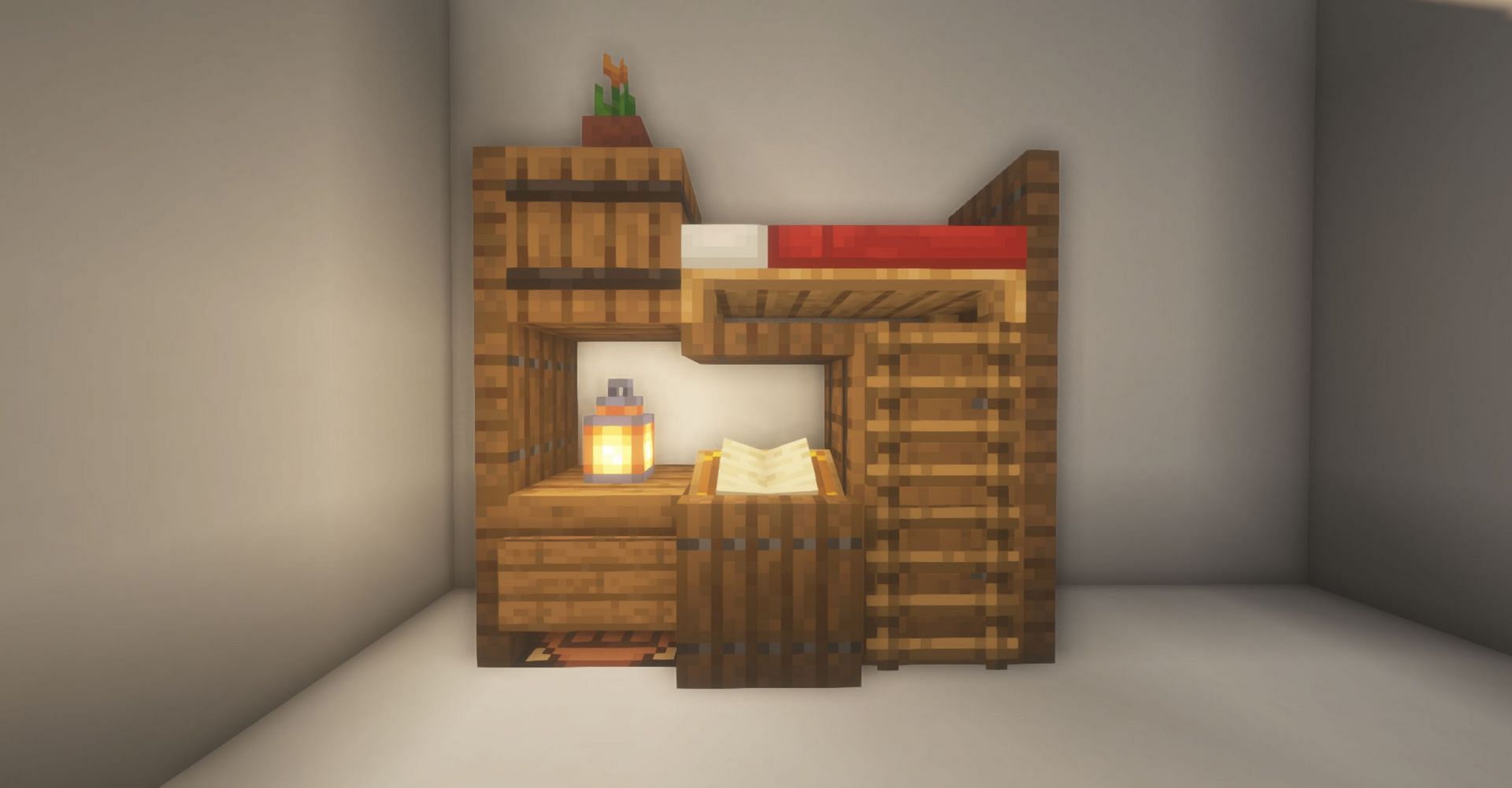This design is pleasing while retaining a crafting table for function (Image via u/HamstersForAll, Reddit)