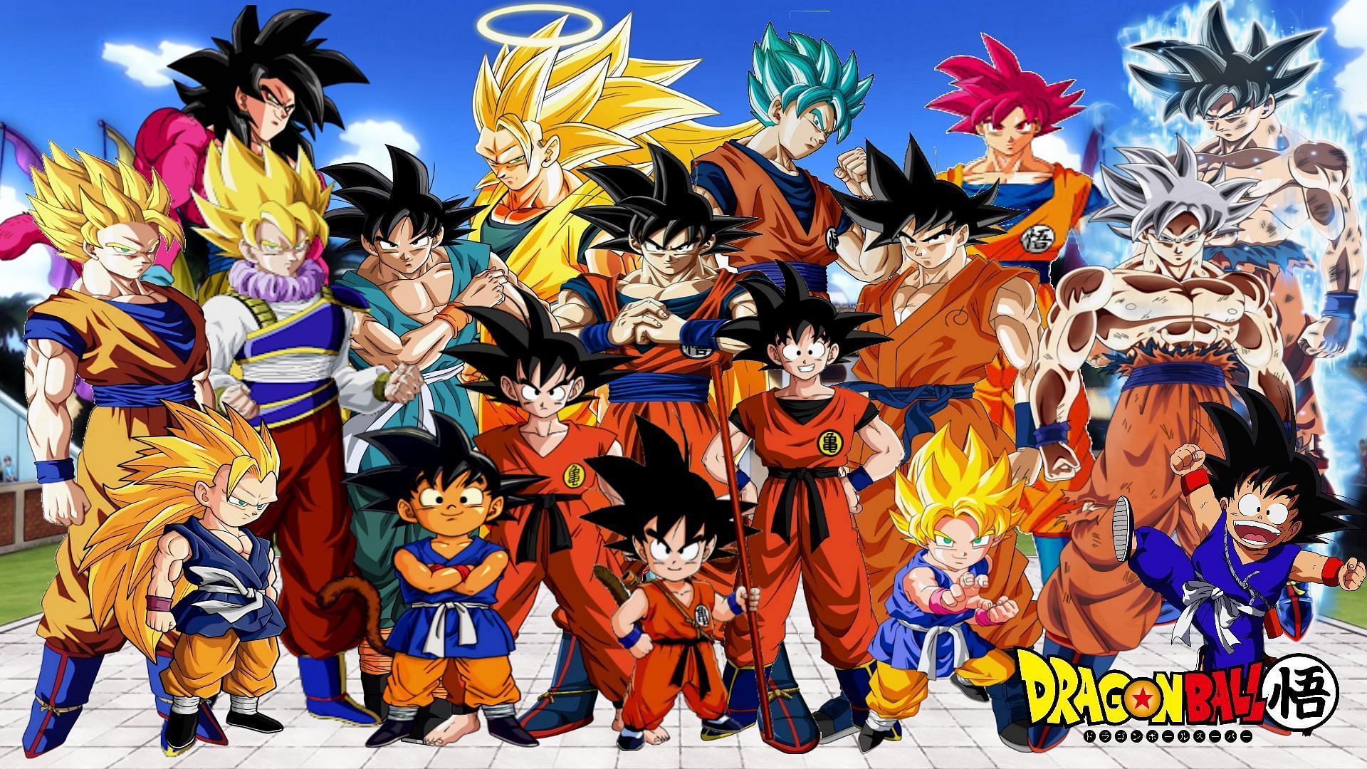 All of Dragon Ball&#039;s Goku forms (Image via Bruno Sophia/Pinterest)