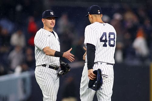 New York Yankees' Josh Donaldson (L) and Anthony Rizzo (R)