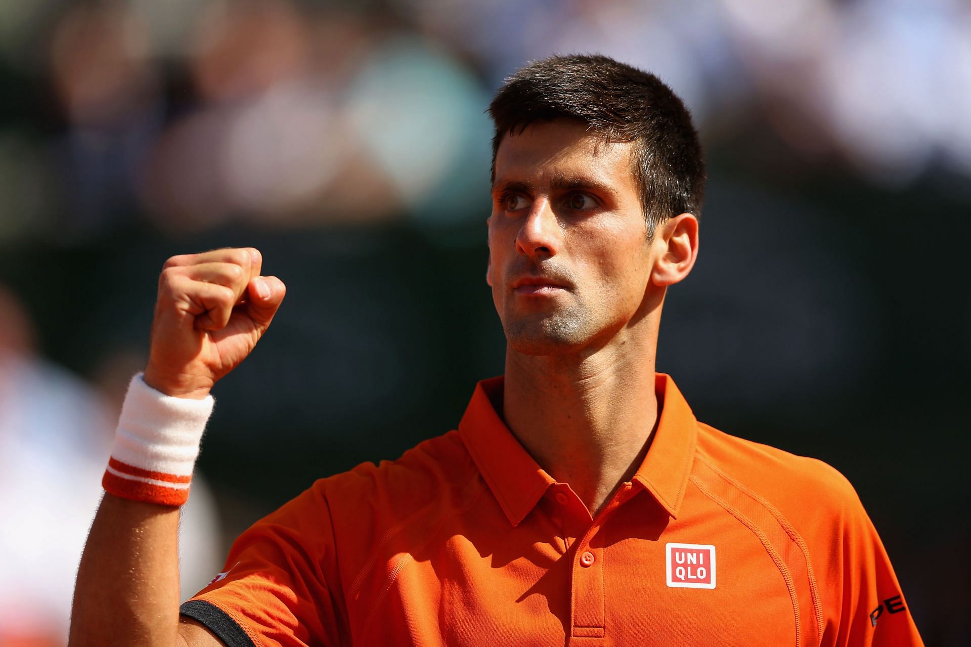 Djokovic reacts during his 2015 French Open quarterfinal with Nadal